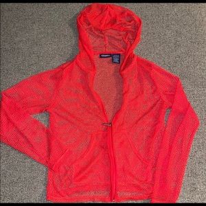 🥼Catalina fish net zip up red Hoodie medium